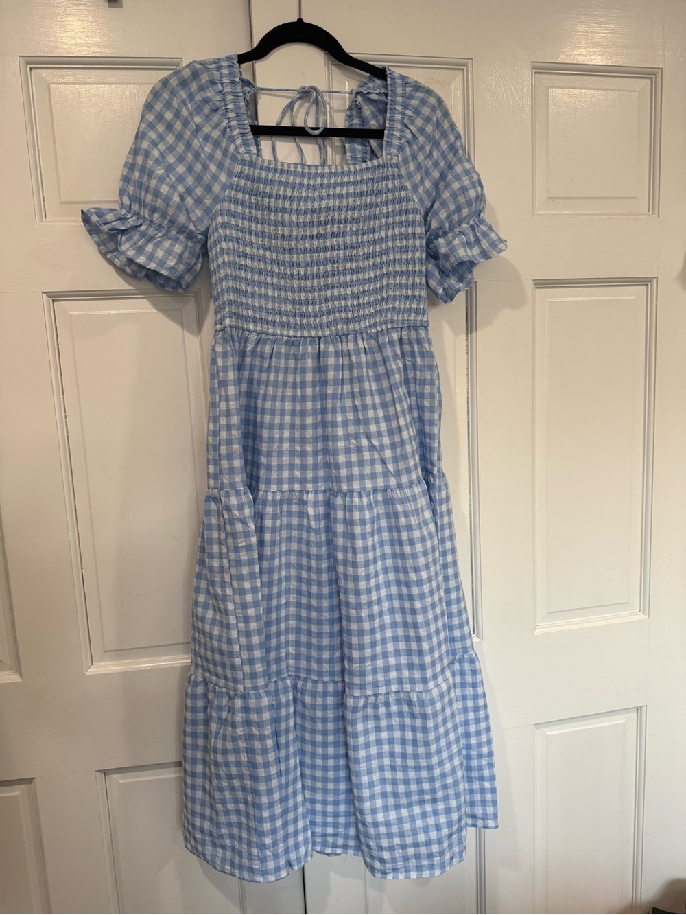 Amazon Light Blue Gingham Midi Dress